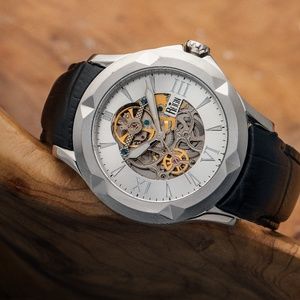 NWT Automatic Skeleton Dial Genuine Leather Band
